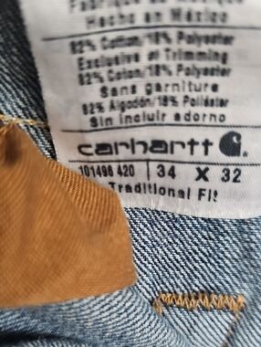 Carhartt Light Blue Denim Jeans with Brown Pocket Accent